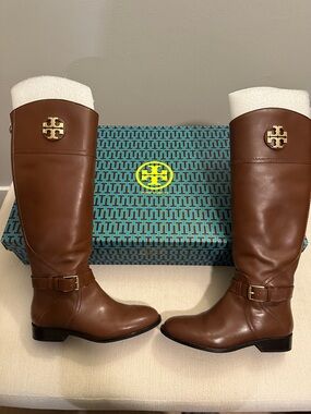 Tory Burch Brown Leather Riding Boots